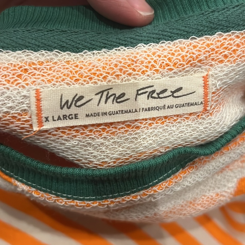 NWOT Free People Orange Green Long Sleeve Crew Neck Oversized Sweatshirt Size XL - Picture 4 of 4
